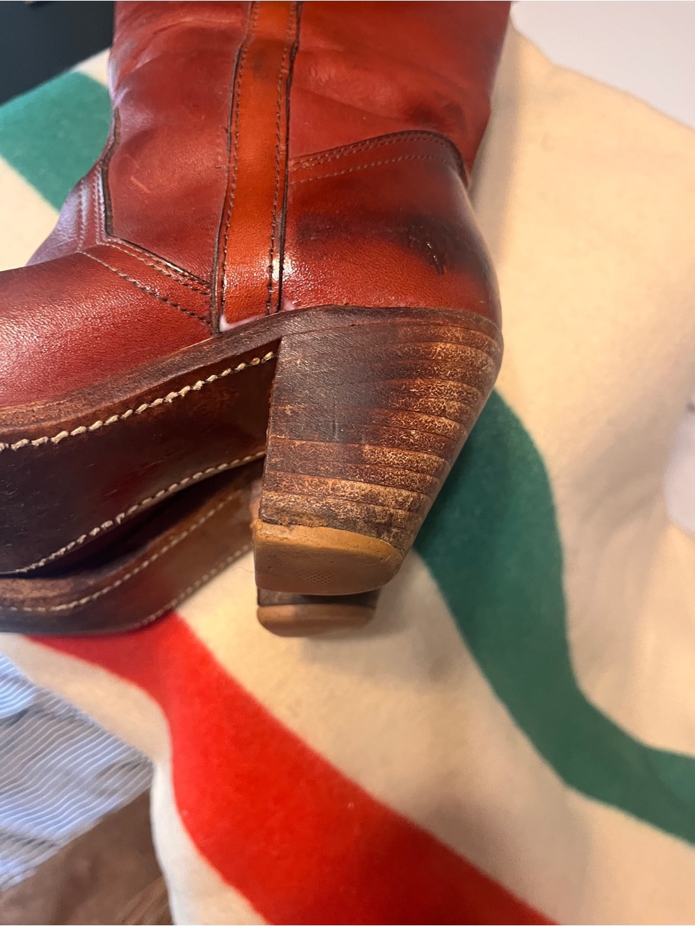 Vintage FRYE Women's Tall Leather Riding Boots - Red - Picture 9 of 10